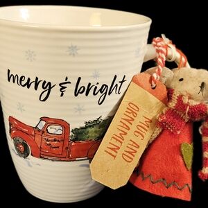 Merry & Bright Christmas Mug with Ornament